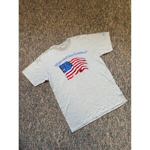 Vintage 2000s Y2K John Rich Mens Gray T Shirt USA Flag Quote Patriotic Tee Large